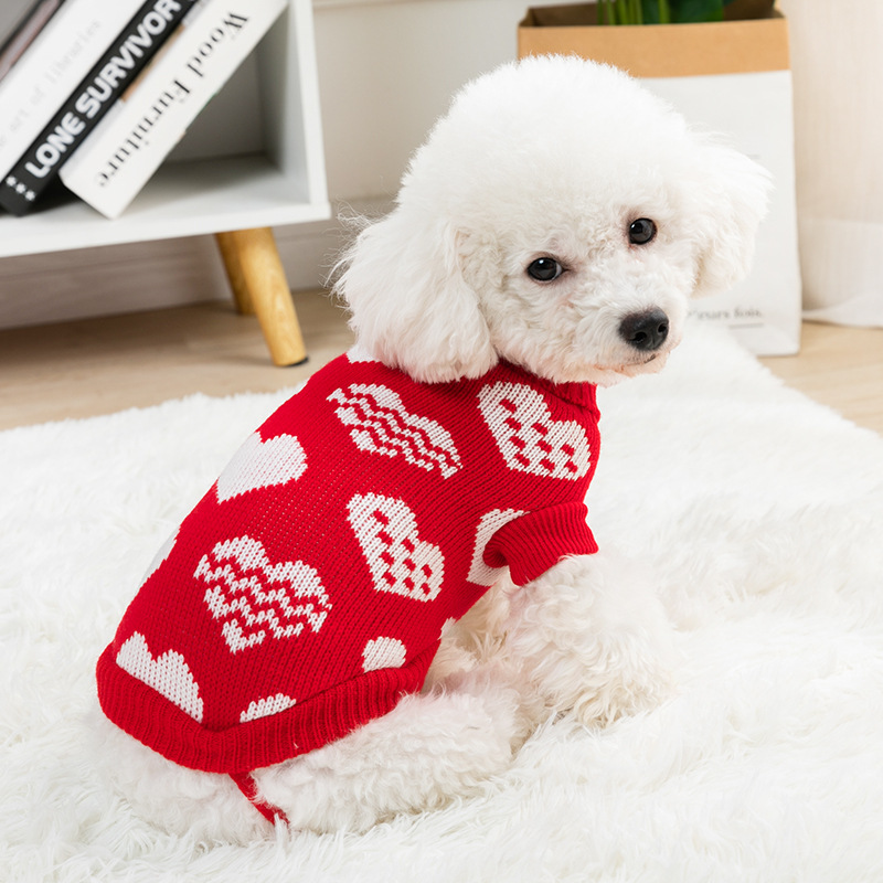 新款秋冬小型犬宠物针织衫小猫小狗防寒衣服保暖透气高弹毛衣