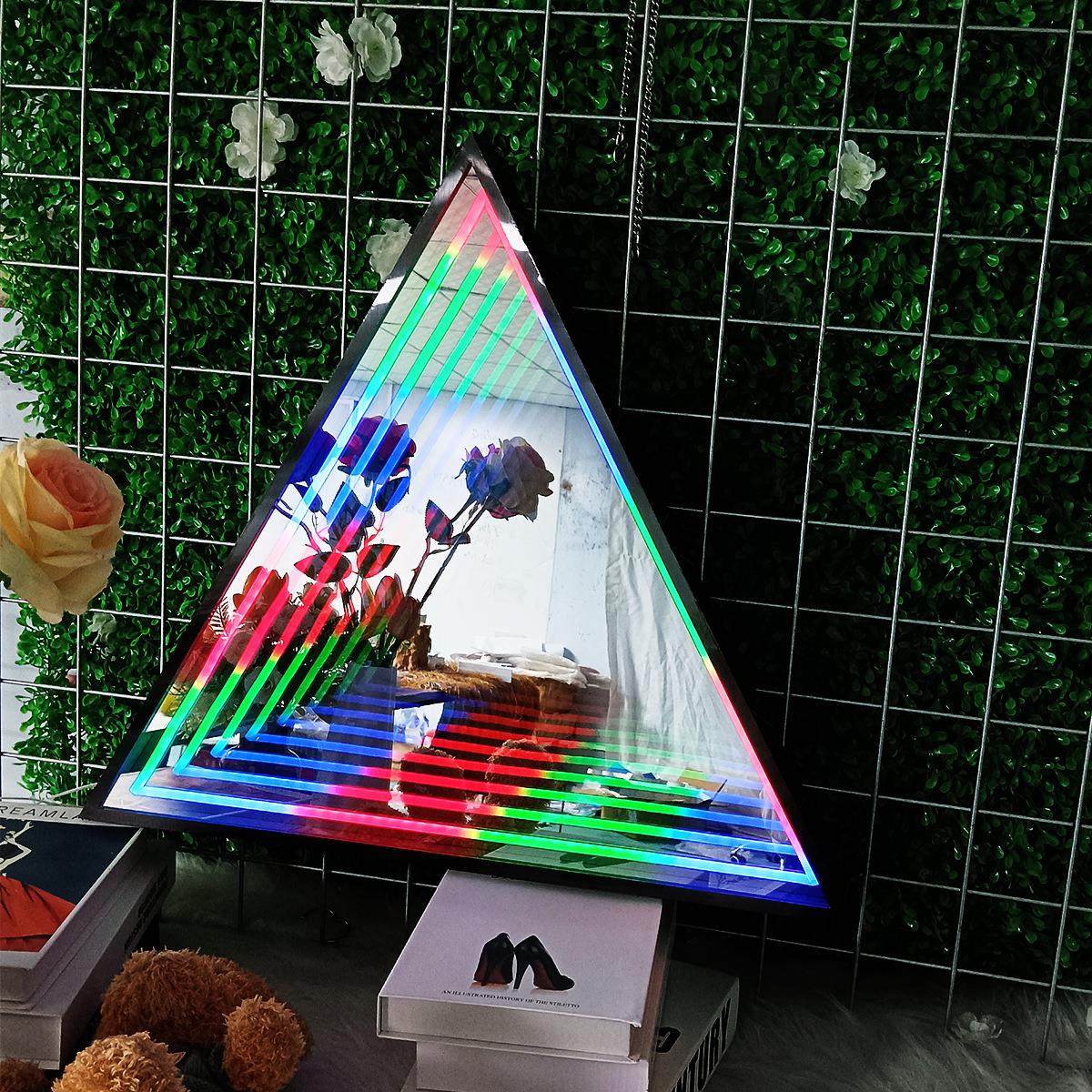 三角形千层镜LED不锈钢门头无限深渊招牌户外霓虹灯立体发光字广