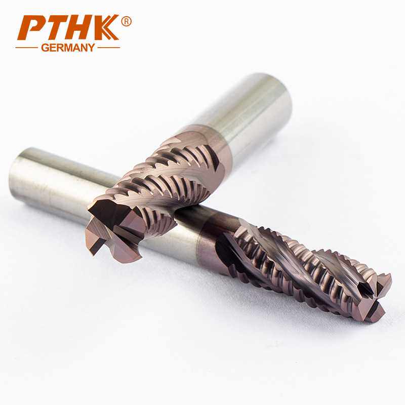 PTHK60度粗皮铣刀不锈钢合金4刃涂层波纹立铣刀波刃粗皮铣刀