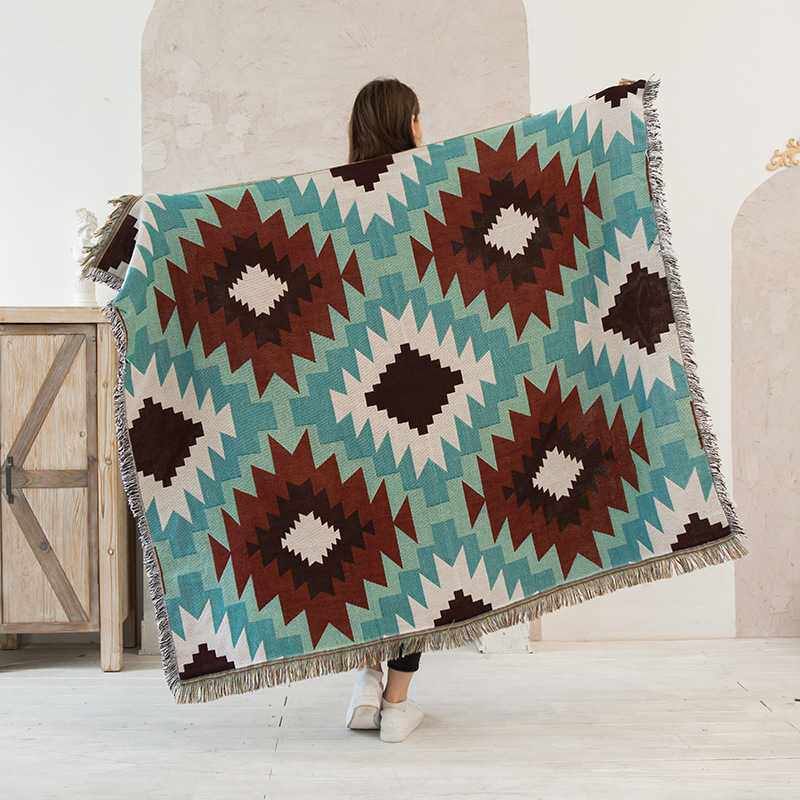 工厂销售波西米亚沙发巾盖布跨境抢手沙发毯线毯野营毯一件代发