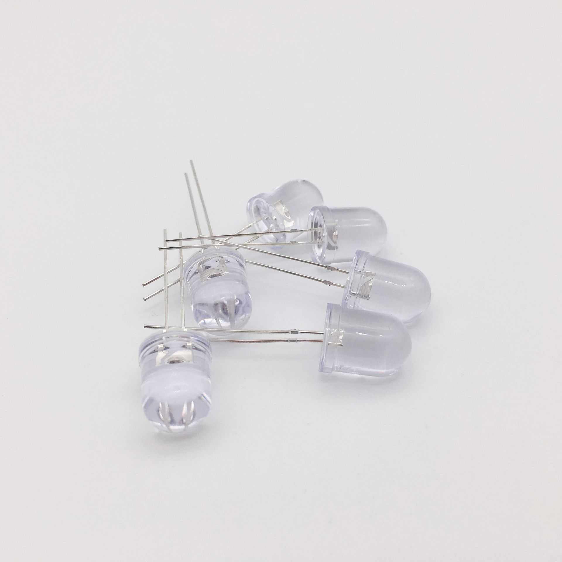 F10圆头白光高亮长脚led直插灯珠 10mm圆头白超亮LED发光二极管