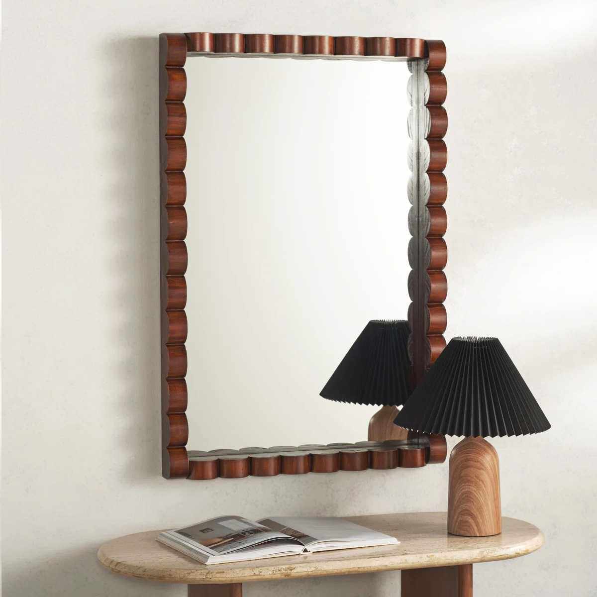 新中式化妆镜复古轻奢高级感梳妆镜法式优雅壁挂客厅玄关装饰镜子