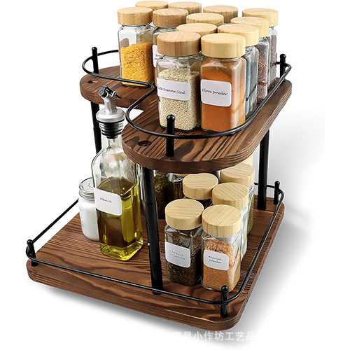 木制置物架双层多功能收纳架厨房调料瓶摆放架心形收纳浴室整理架