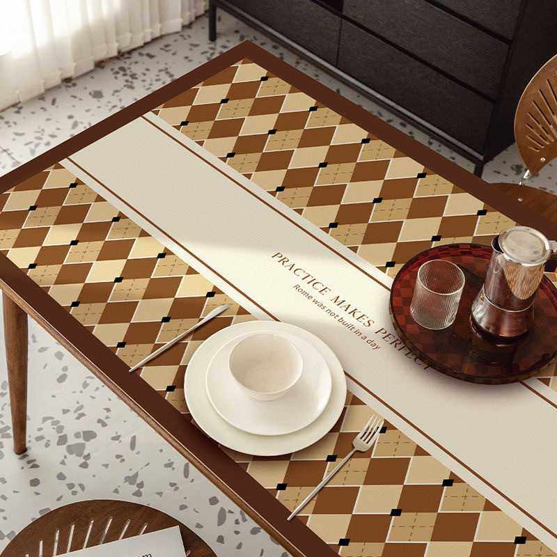 轻奢高级感棋盘格皮革餐桌垫防水防油免洗桌布易打理家用茶几桌布,3C数码配件,摄像机配件,淘宝优惠券,粉丝福利购,淘宝优惠卷