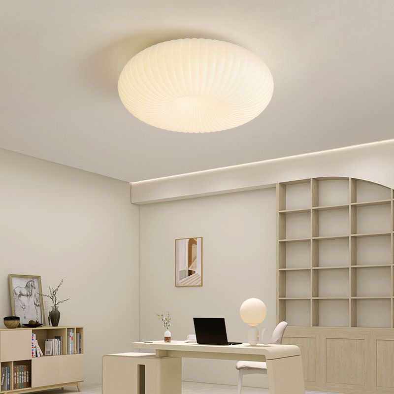 奶油风斜纹灯具主卧室房间灯饰简约现代书房灯温馨浪漫圆形吸顶灯