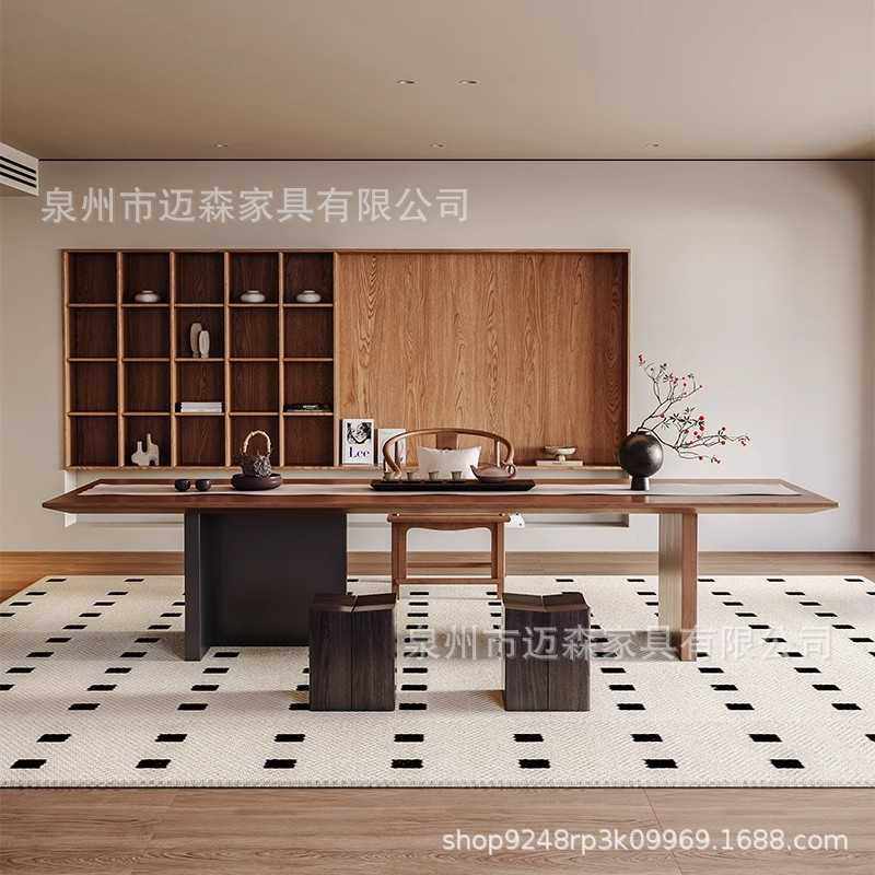 侘寂风实木原木大板茶桌椅组合简约家用客厅办公室会客洽谈泡茶台,电子元器件市场,其它元器件,淘宝优惠券,粉丝福利购,淘宝优惠卷