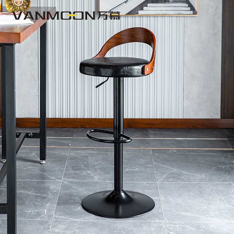 万慕欧式铁艺吧台凳奶茶店前台接待吧台酒吧靠背高脚凳子酒吧椅