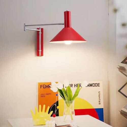 跨镜北欧现代包豪斯床头可折叠壁灯中古卧室吧台伸展摇臂墙壁灯具