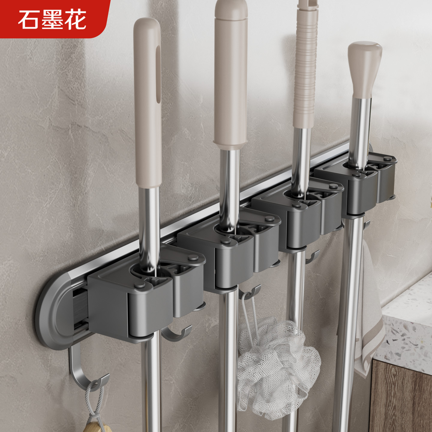 吸盘拖把壁挂夹卫生间收纳神器