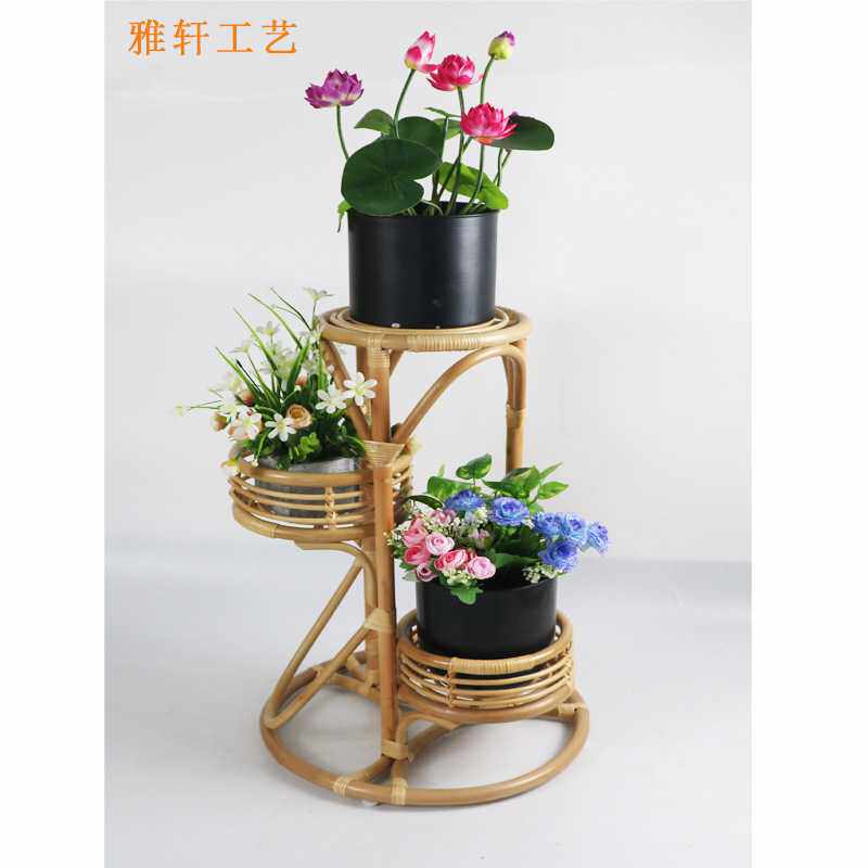 雅轩工艺 阳台 客厅装饰植物藤编织花篮 真藤编织风格客厅花架藤