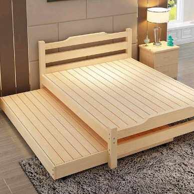 实木拖床双人床.双层床儿童床单人床带拖 抽拉床子母床榻榻米