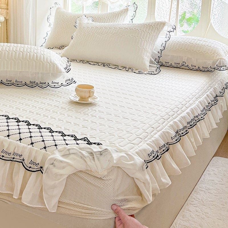 夏季乳胶凉席床笠款三件套2025新款花边床裙款冰丝席空调席可机洗,床上用品,乳胶席,淘宝优惠券,粉丝福利购,淘宝优惠卷