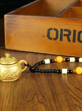 黄铜小茶壶摆件迷你小铜壶可爱小壶手把铜小壶茶T道创意茶宠玲珑