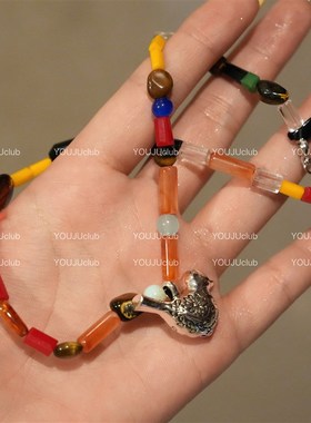 YOUJUclub-空山p鸟~覆古多元素彩色多巴胺串珠名族风新中式项炼女