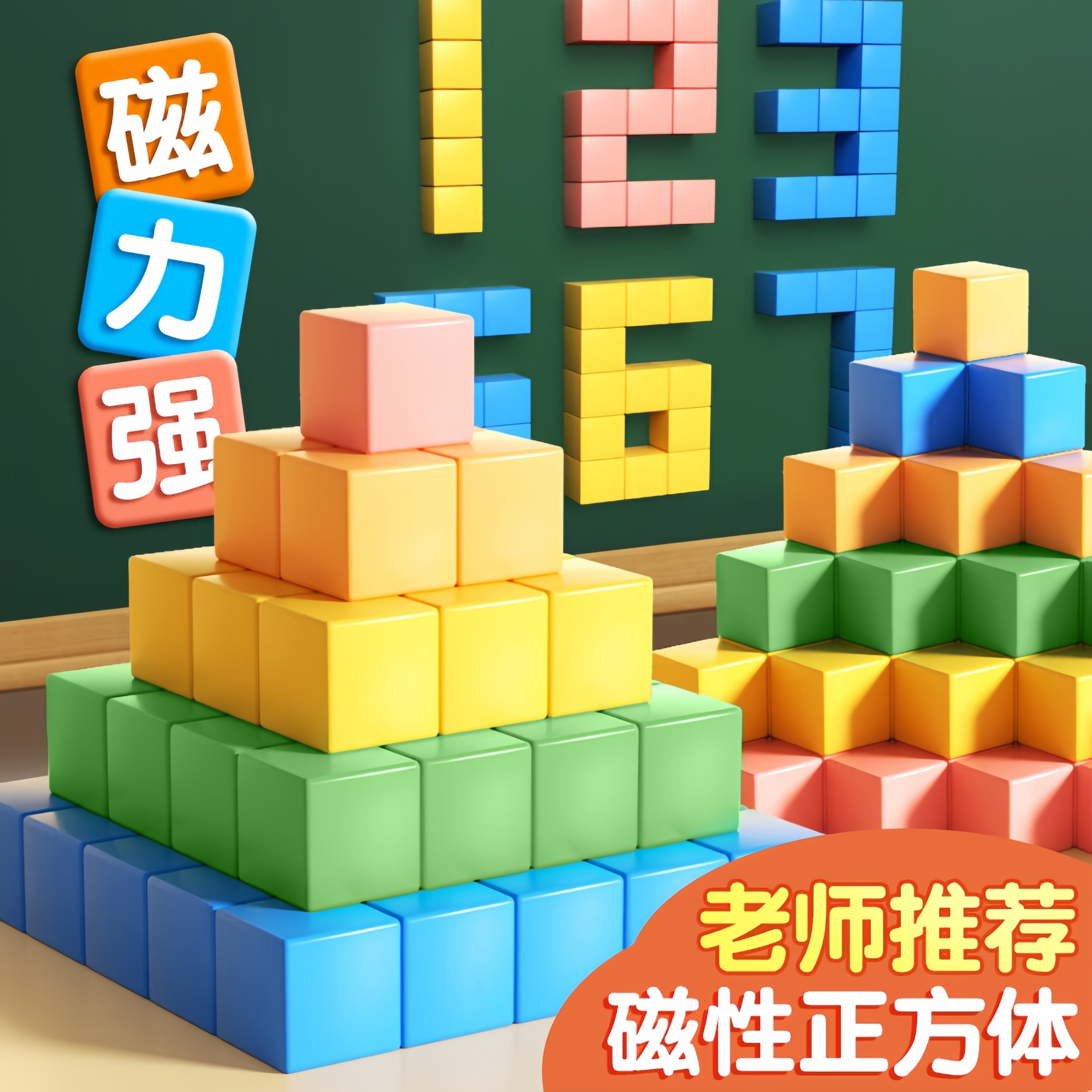 幼儿园几何模型数学积木磁力拼图