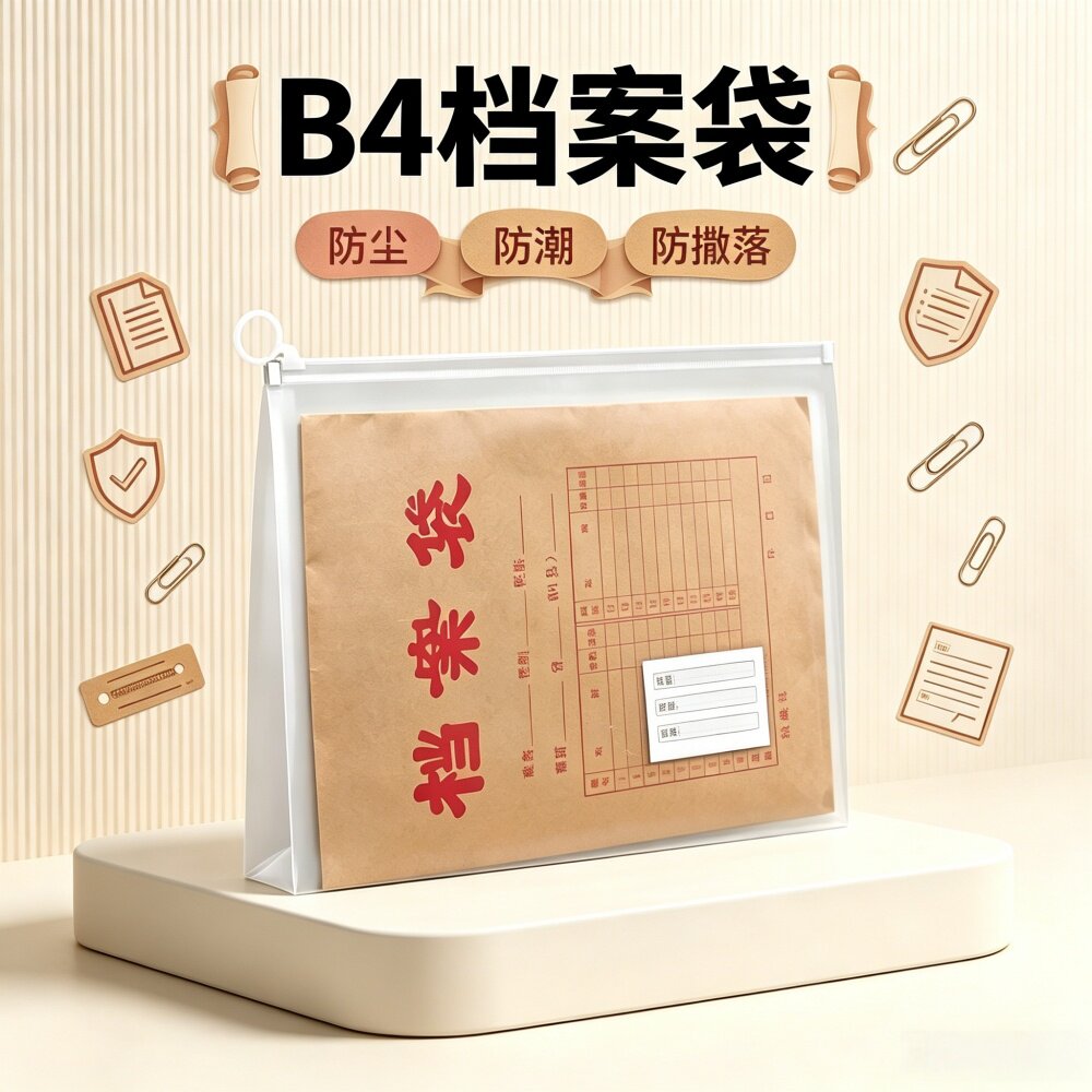 B4透明加厚防水拉边大容量档案袋
