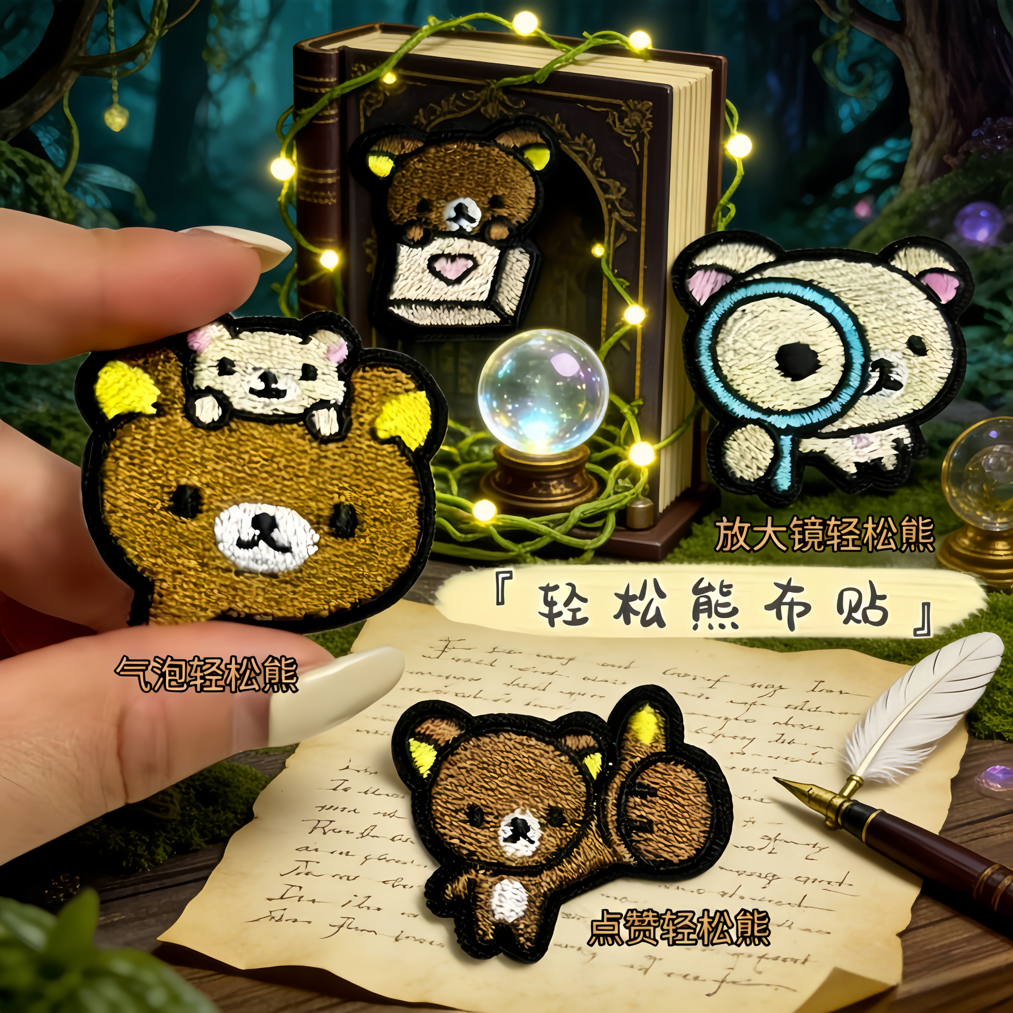 轻松熊贴纸球鞋布贴 免缝自粘 diy 帆布衣服修补洞卡通装饰贴