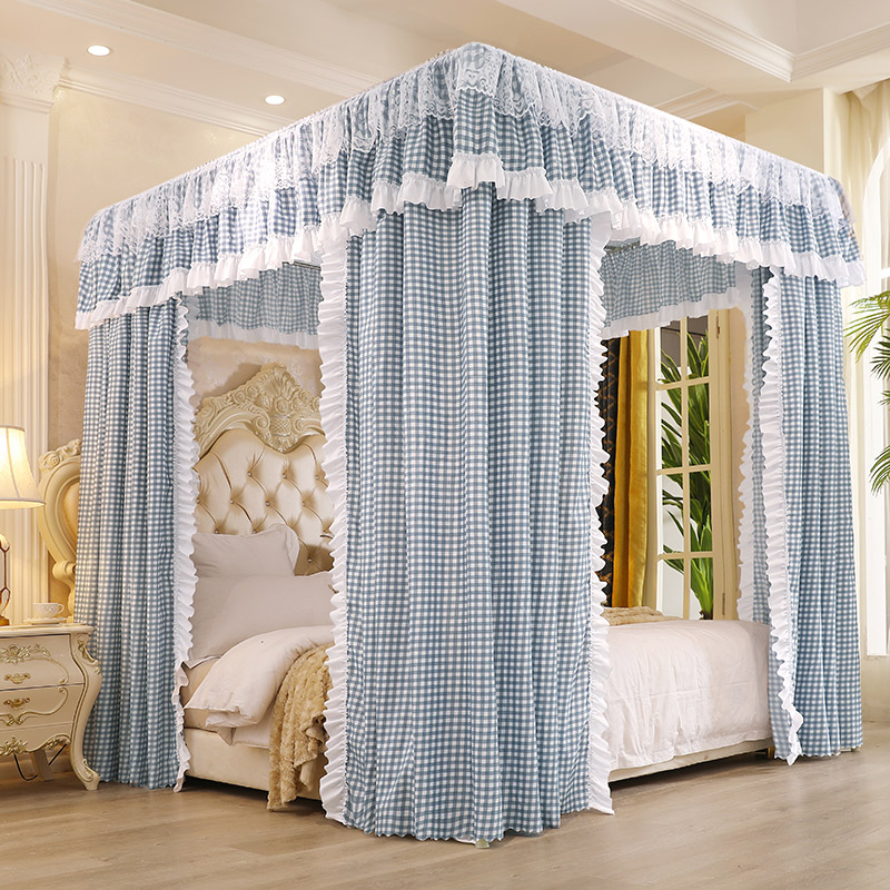 双层蚊帐床帘一体式家用o欧式带支架1.8m帐莎1.5米2公主风遮光床