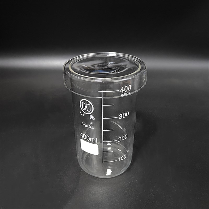 带盖无引流嘴高型烧杯高硼硅玻璃耐热耐高温平口+V平盖量杯泡开水