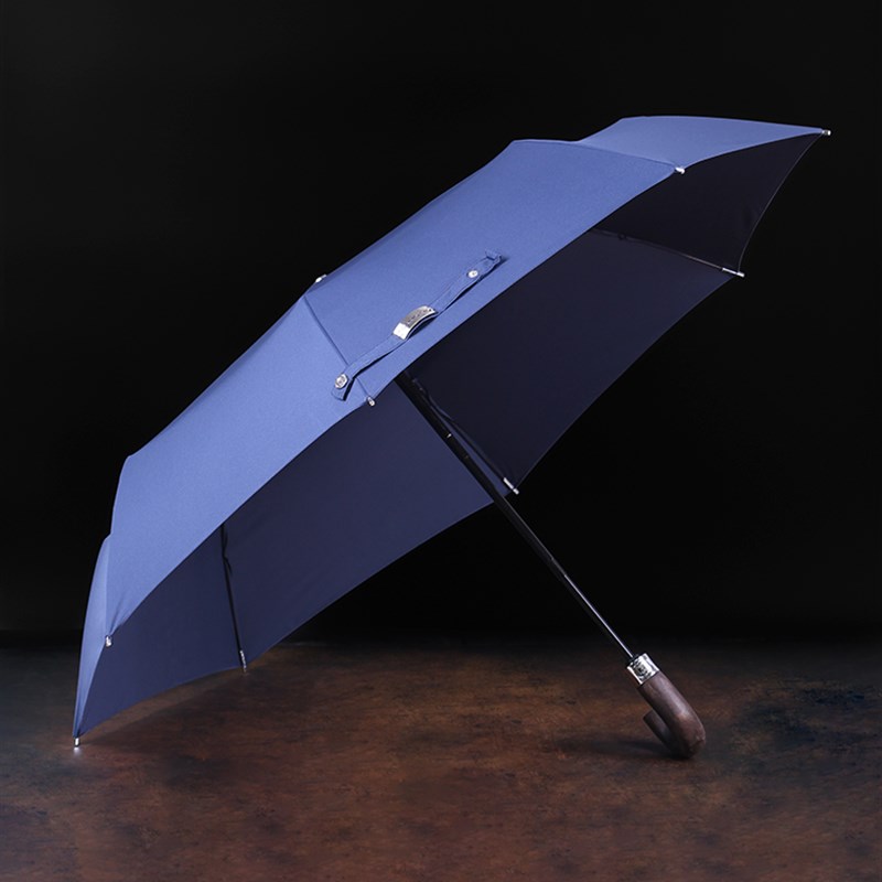 檀木柄全自动雨伞男士大号双人伞高级感车载N折叠抗风雨伞高端定