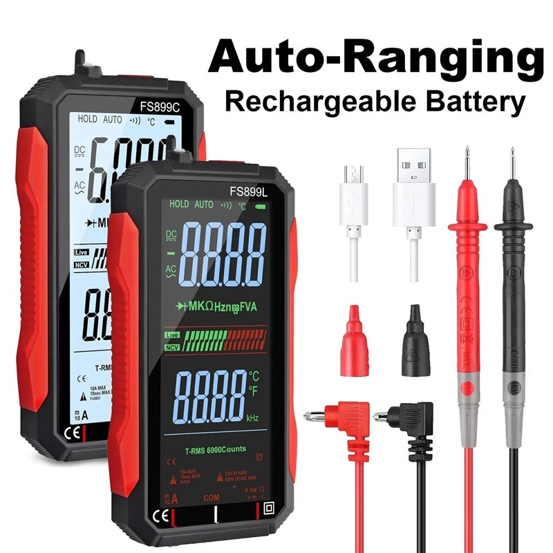 FS899C可充电4.8英寸大屏幕6000计智能数T字万用表自动定位