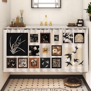 卫生间浴室柜防水遮挡帘柜子橱柜滑轨拉帘杂物柜挡帘洗手台挡水帘