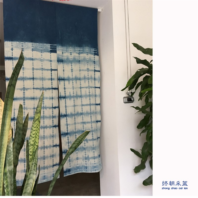 本事原创手工扎染蓝染棉布窗A帘 半帘100x180cm LZ7