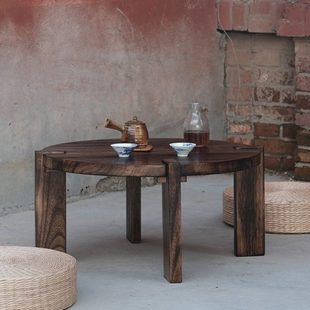 飘窗小桌子榻榻米茶几禅意小茶桌实木炕桌家用地桌小矮桌子侘寂风