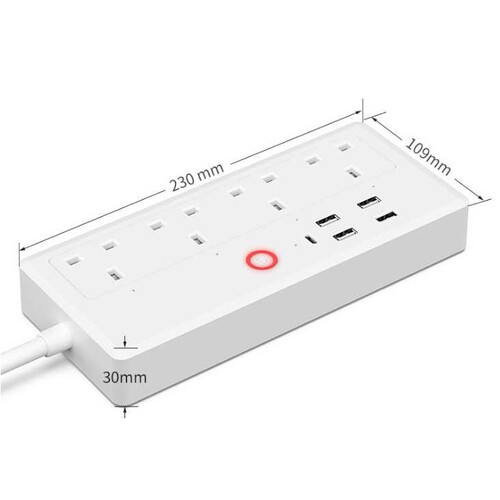 UK Socket WiFi Power Strip Multi Plug with 4 Plugs 4USB Port
