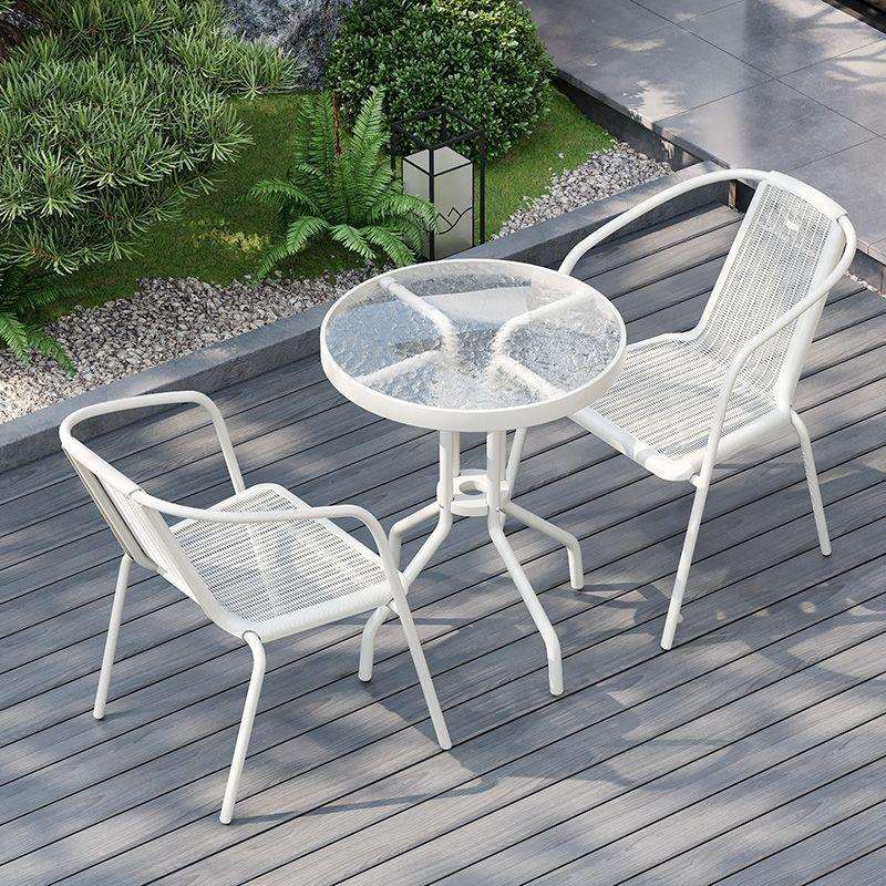 户外桌椅阳台露天椅简约客厅现代奶茶铁艺室外庭院组合家用休闲1