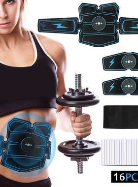 现货EMS脉冲健腹器充电款水凝胶腹肌贴按摩腰带三件套厂家直销