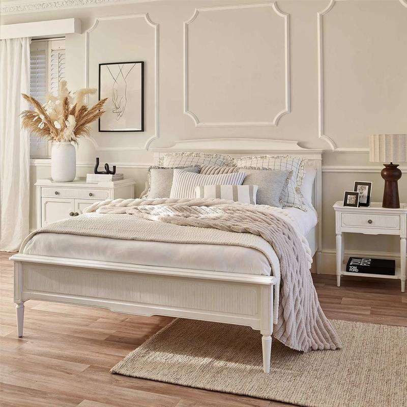 美式轻奢白色实木床北欧中古主卧双人床法式简约现代公主床1.8米