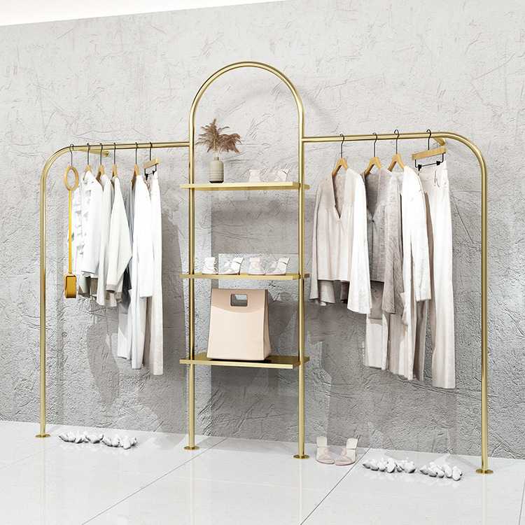 服装店展示架上墙壁挂不锈钢钛金挂衣服架子高档女装店陈列架货架