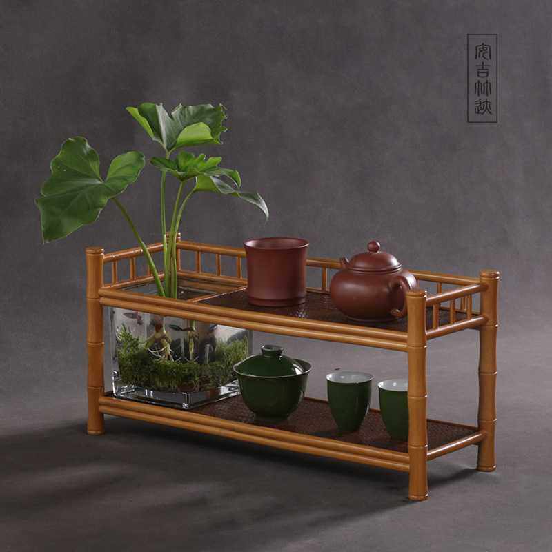 双层茶具收纳展示壶架养鱼水培花器花瓶桌面装饰楠竹带鱼缸茶杯架,农机/农具/农膜,其它农用工具,淘宝优惠券,粉丝福利购,淘宝优惠卷