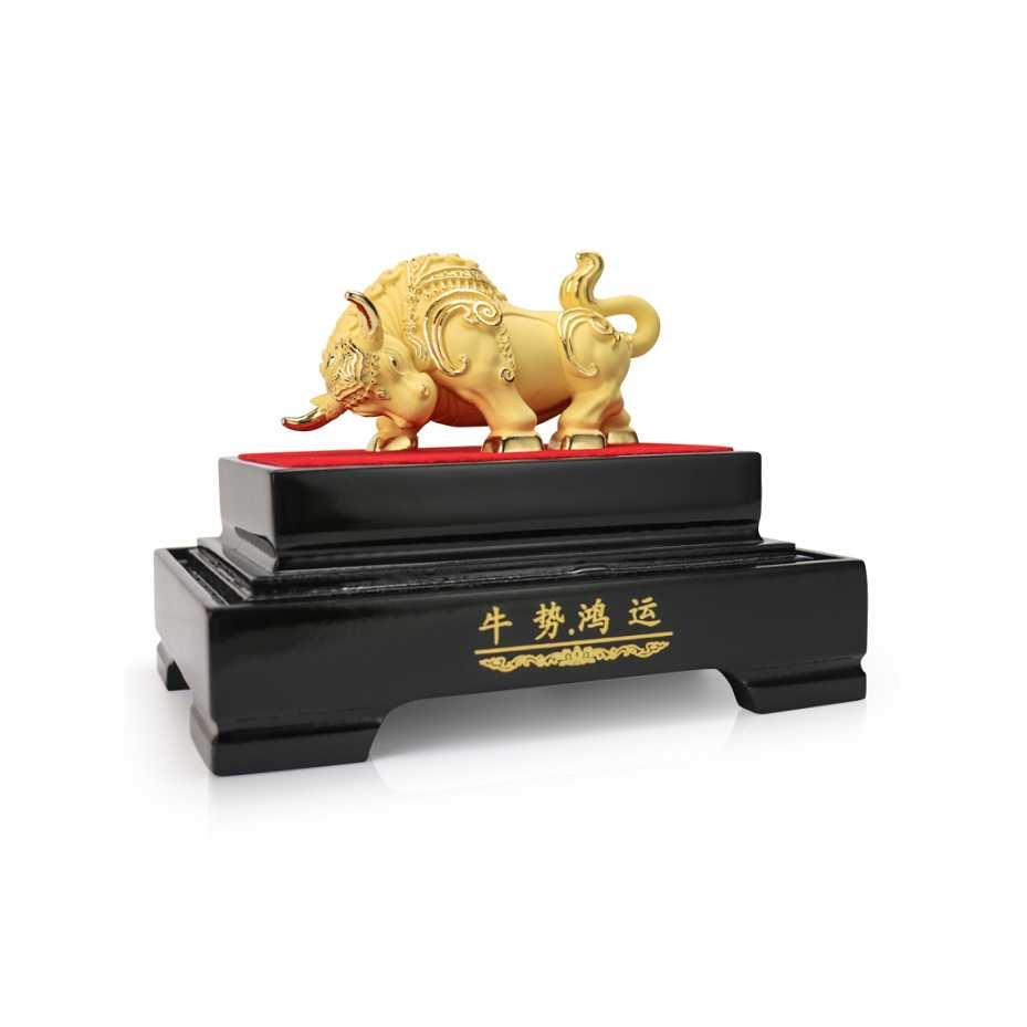 绒沙金开业庆典活动纪念礼品保险银行商务工艺品牛势鸿运制作LOGO