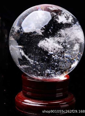 厂家 熔炼白色水晶球白水晶球摆件旋转底座熔炼球摆件 http://