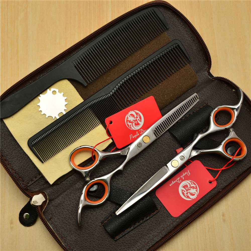 紫 经典手型美发剪子理发剪刀平剪牙剪刘海打薄 5.56.0寸组合套装