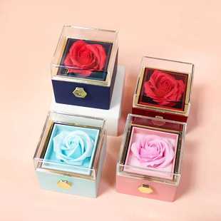 2023 New Valentine Eternal Rose Jewelry Ring Box Rotate Wedd