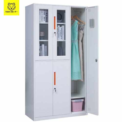 虎一办公家具红拉手文件柜铁皮柜资料档案柜5五门玻璃器械更衣柜