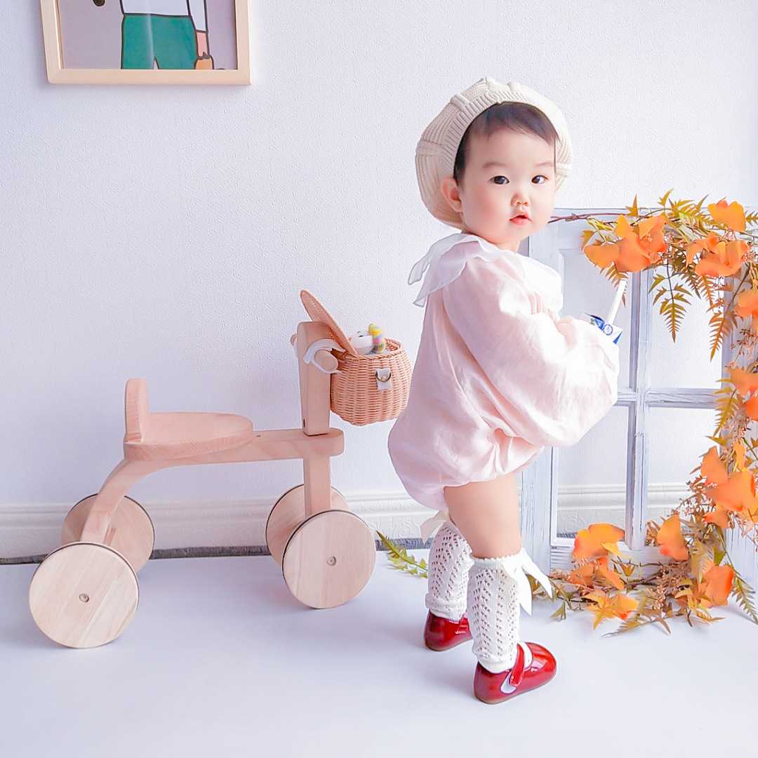 ins三轮车儿童平衡车过家家学步推车溜溜自行车实木拍摄道具