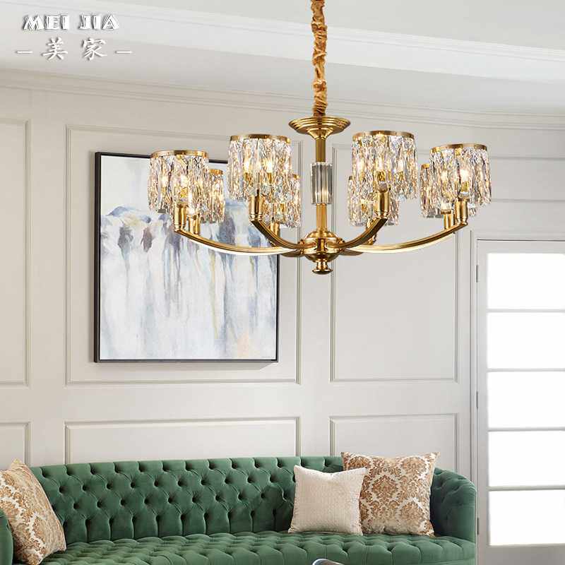 美式轻奢现代水晶全铜客厅吊灯卧室餐厅房间灯具大气简约别墅灯饰