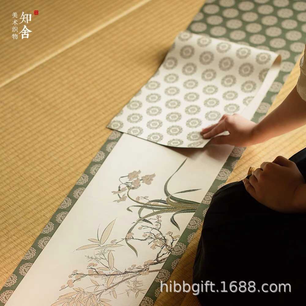 新品知舍思无邪香君子晨风织锦茶席中式复古宫廷风布艺桌旗布茶垫图片