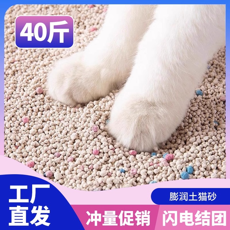 猫砂包邮20斤结团快膨润土低尘猫砂40斤实惠装10斤猫咪用品