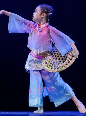 儿童中国风水梦瑶民族古典舞蹈服