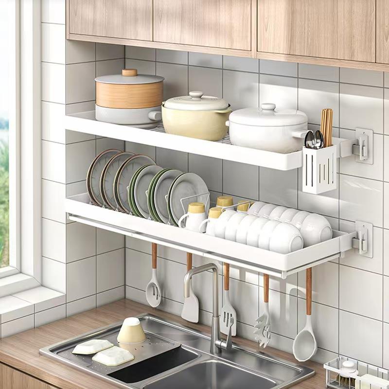 厨房窗台置物架壁挂式水池上方放碗架沥水架碗碟盘子收纳架