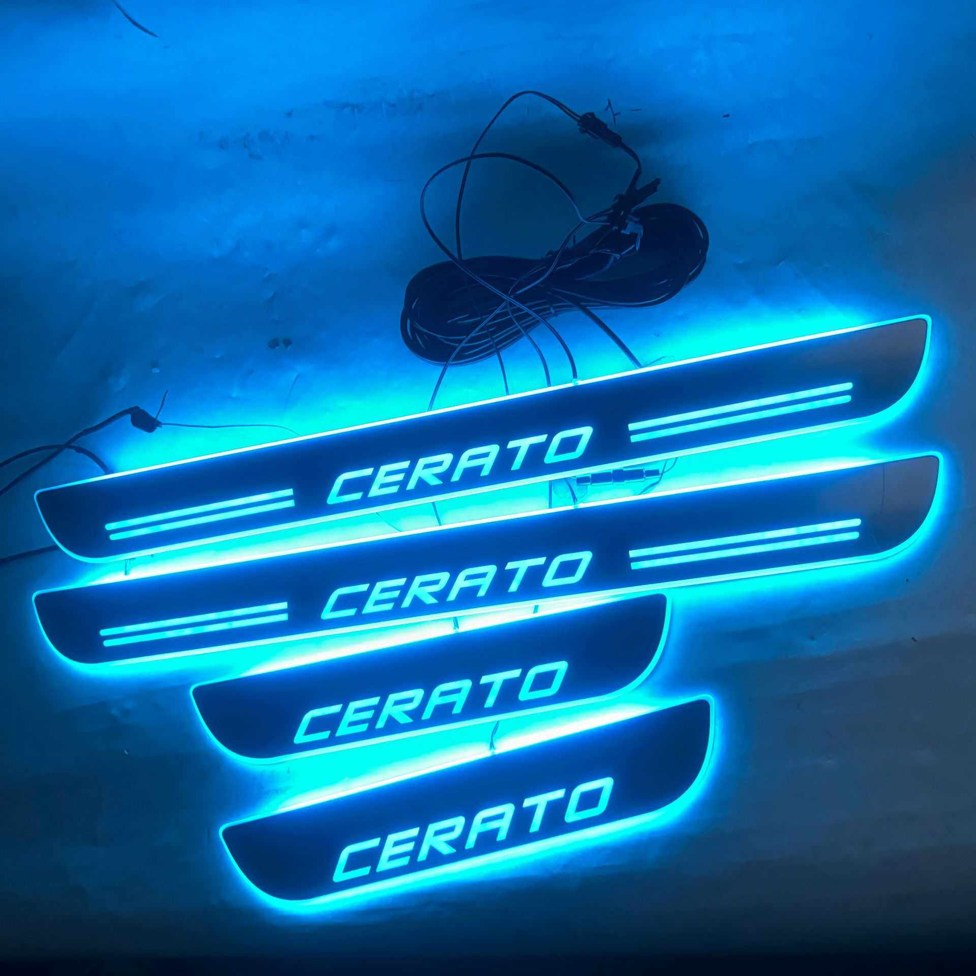 4片适用于起亚CERATO K3门槛条 带LED灯迎宾踏板 汽车门坎条改装