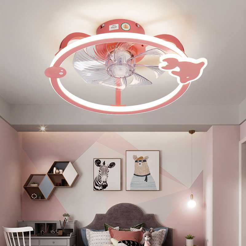 儿童房吸顶风扇灯吊扇灯北欧简约卧室餐厅客厅男孩女孩电风扇吊灯