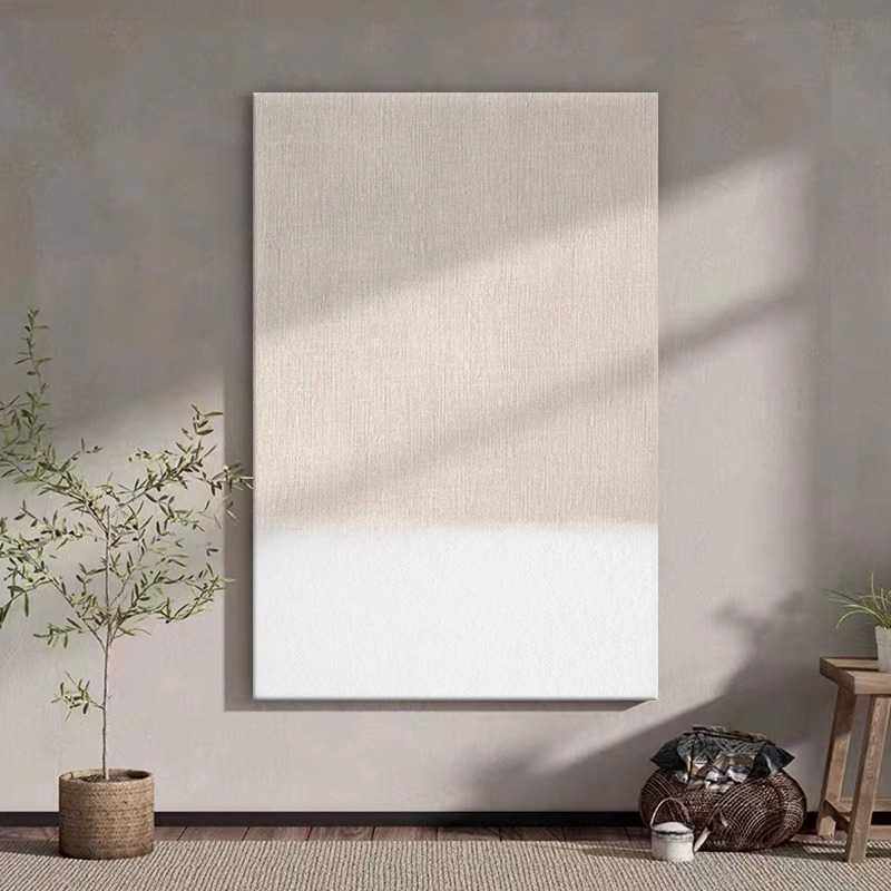 无框画实木内框侘寂风极简抽象玄关莫兰迪留白装饰画客厅白色挂画
