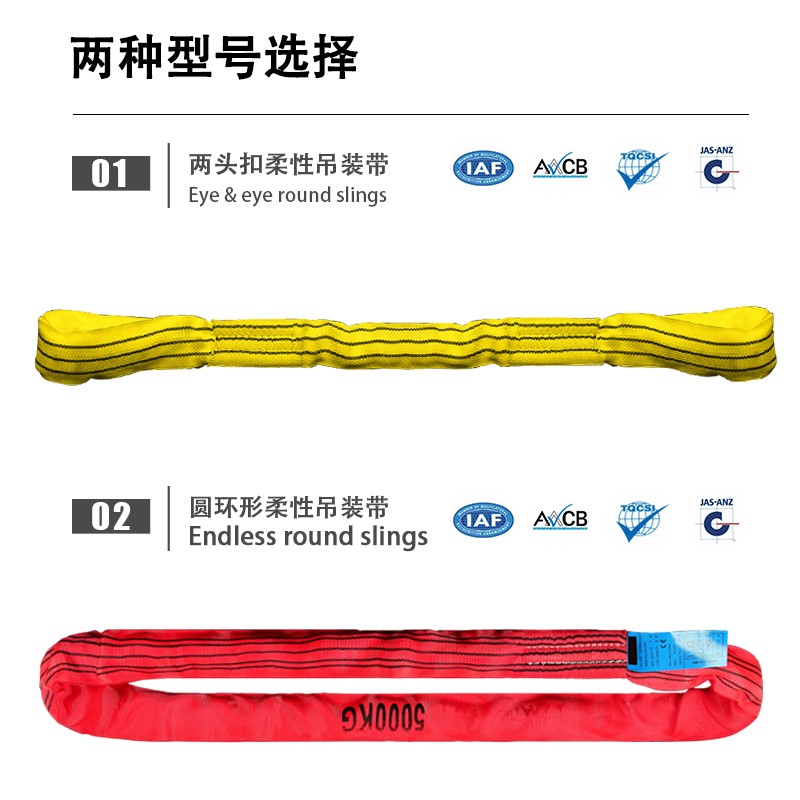 成华巨力柔性吊装带双扣环形国标工业起重吊带圆形吊绳3/5/10吨2T
