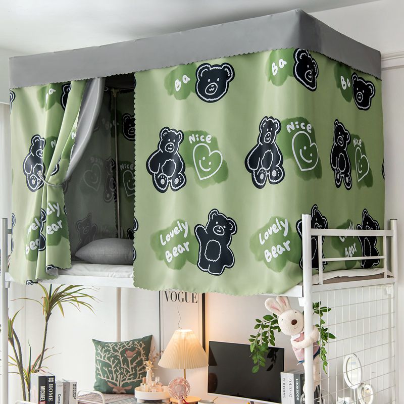 强遮光加厚大学生宿舍床帘寝室上铺男I下铺女卡通蚊帐遮光布床幔